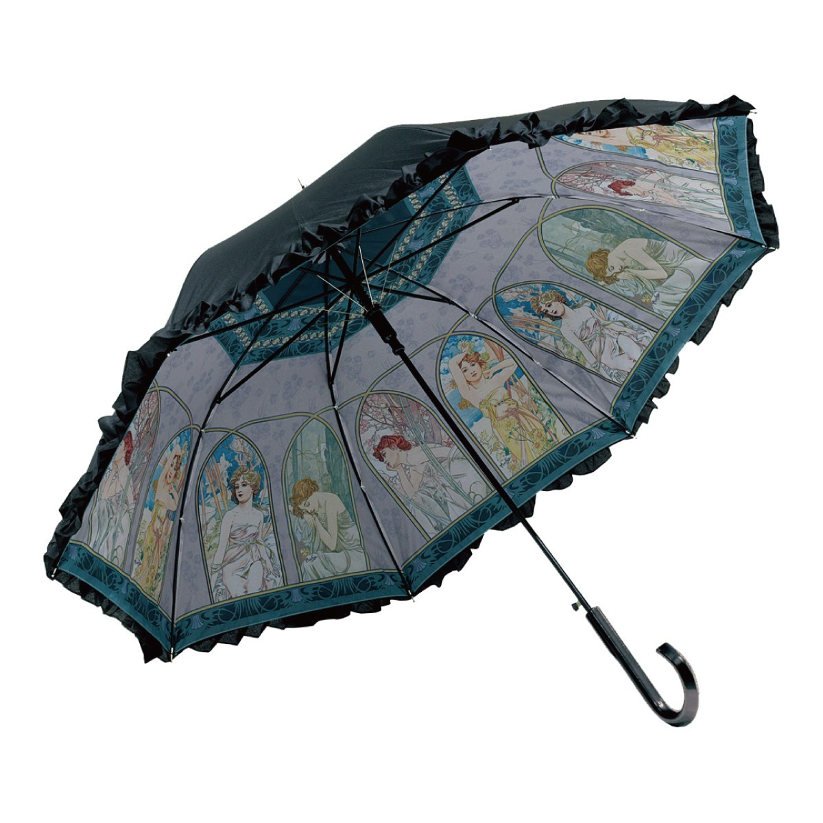 傘 レディース 晴雨兼用傘 フリル 名入れ対応 長傘 UVカット ネーム