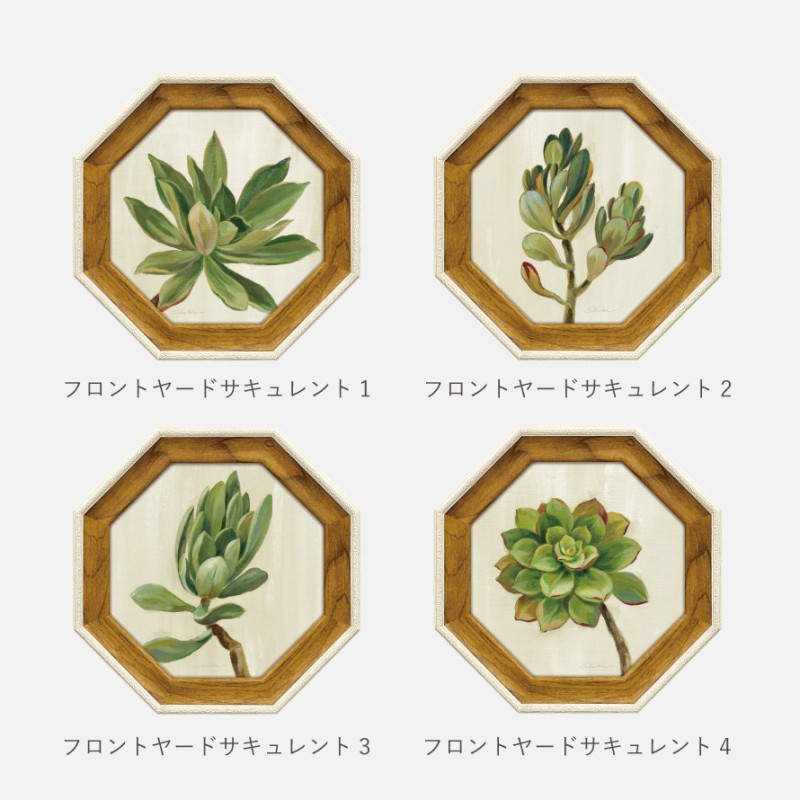 風水 開運 絵画 アートパネル 八角 観葉植物 グリーン 多肉植物