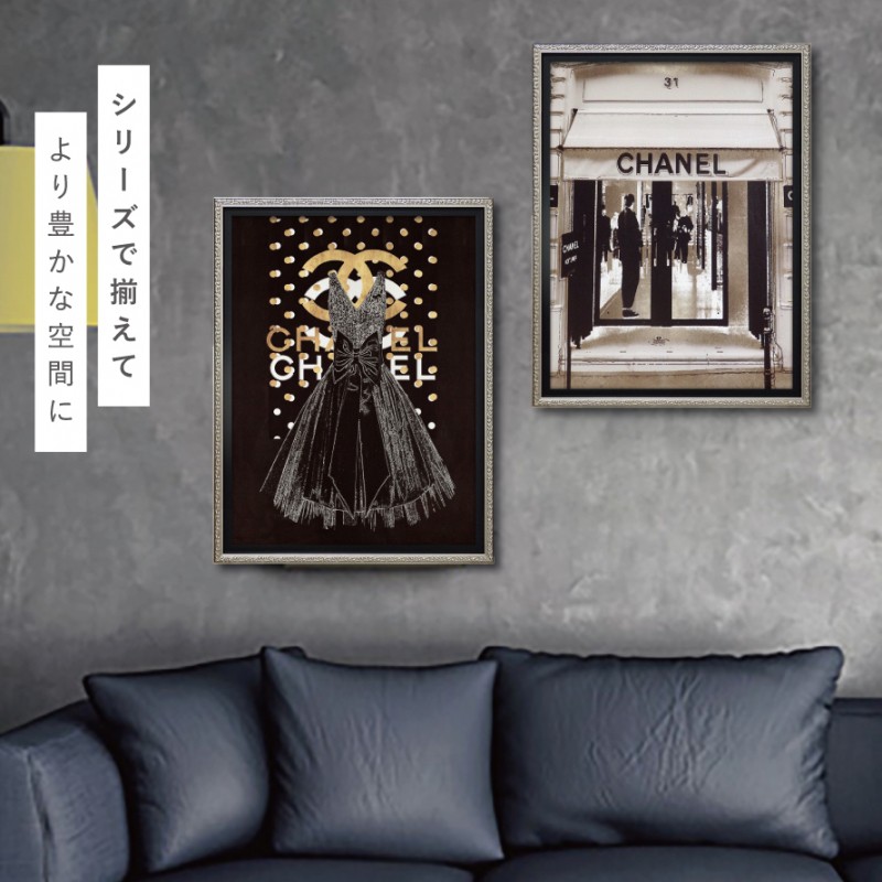 ♡CHANEL♡オマージュ　キャンバスアート　ブラックドレス＆ココマーク アートパネル ブランド シャネル CHANEL Sサイズ オマージュ
