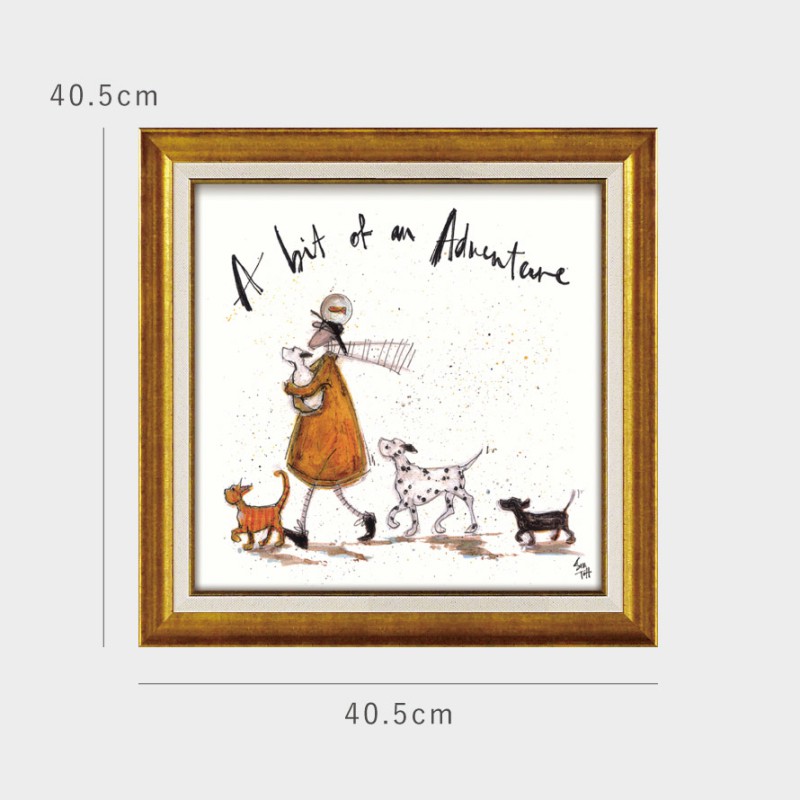 Amazon.co.jp: 絵画 サムトフト「3人でお茶」 犬 アートフレーム