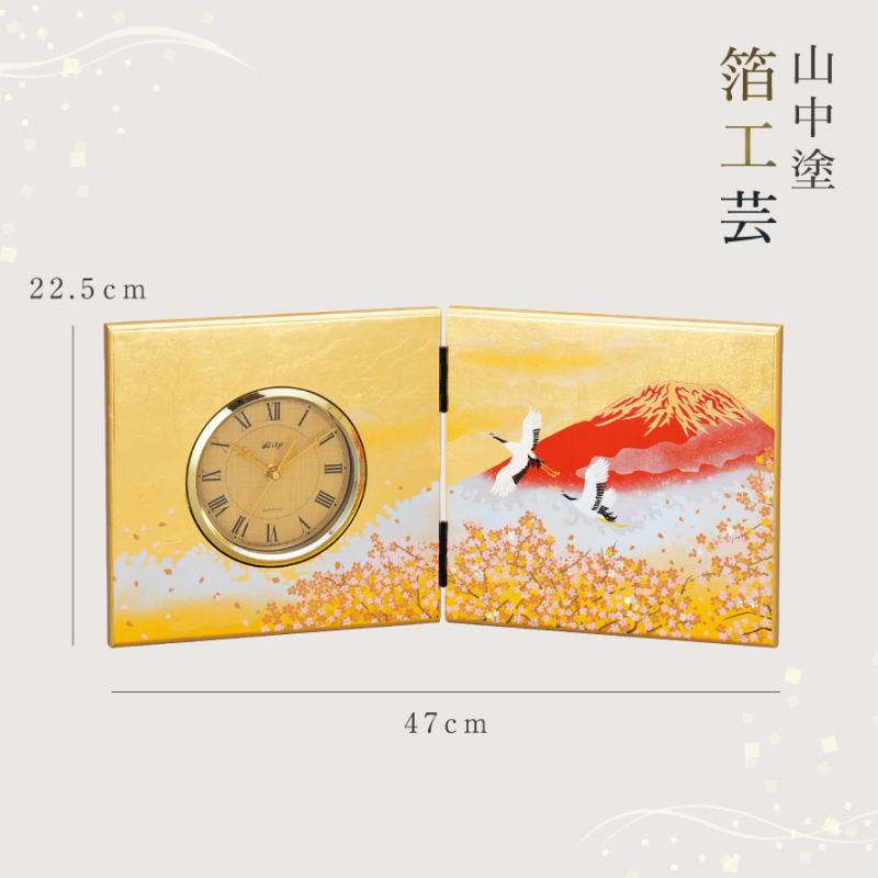 屏風時計 置き時計 時計 置時計 和柄 和風 高級 山中塗 蒔絵 漆芸 加賀