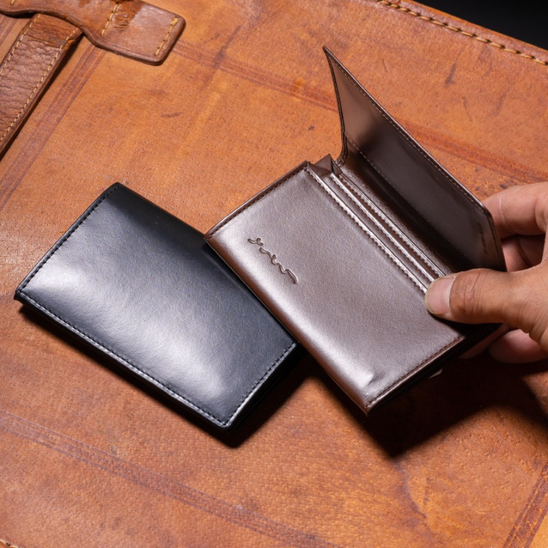 日本製のメンズ本革名刺入れ BANBI HCK04 松阪牛レザー さとり 本物