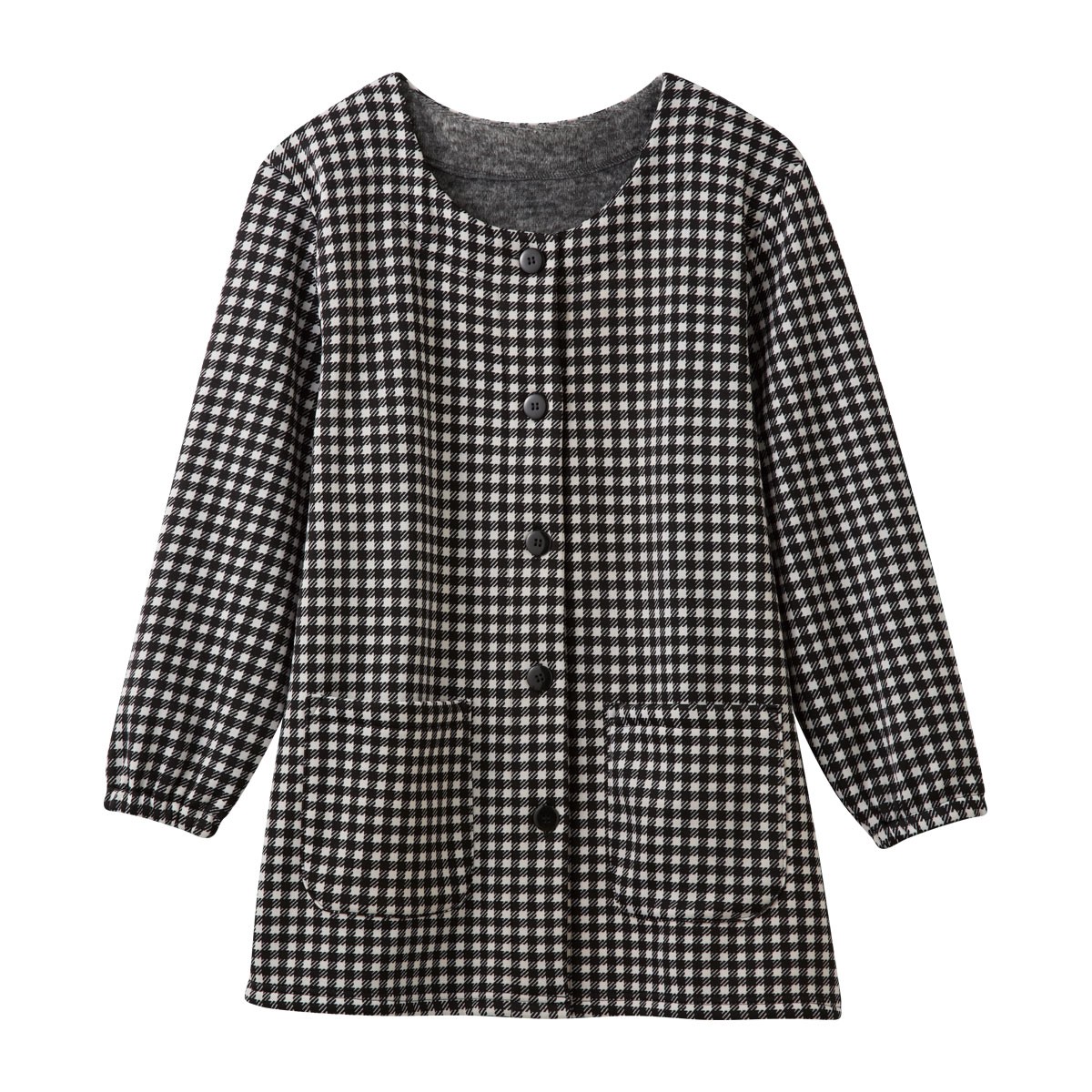 かっぽう着 あったか 割烹着 かっぽうぎ エプロン チェック 冬 裏起毛 暖かい あったかい 長袖 袖付き 前開き  大きいサイズ おしり 隠れる 大人 おしゃれ まる |  | 02