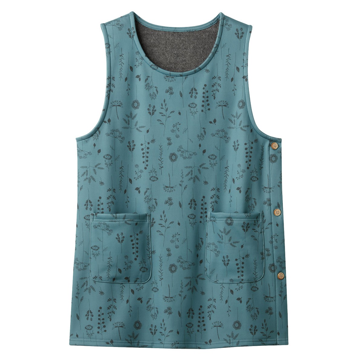 エプロン レディース 冬 暖かい サイドボタン チュニック チュニックエプロン 赤 チェック 柄 軽くてあったかチュニックエプロン |  | 02