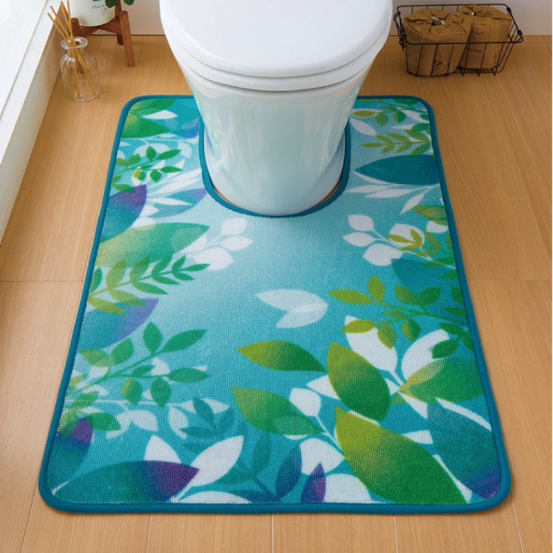 ローズ 耳長ロングトイレマット 3点セット グリーン 新品送料込 トイレマット 60×100cm 耳長 ロング 大きい すべり止め 滑り止め