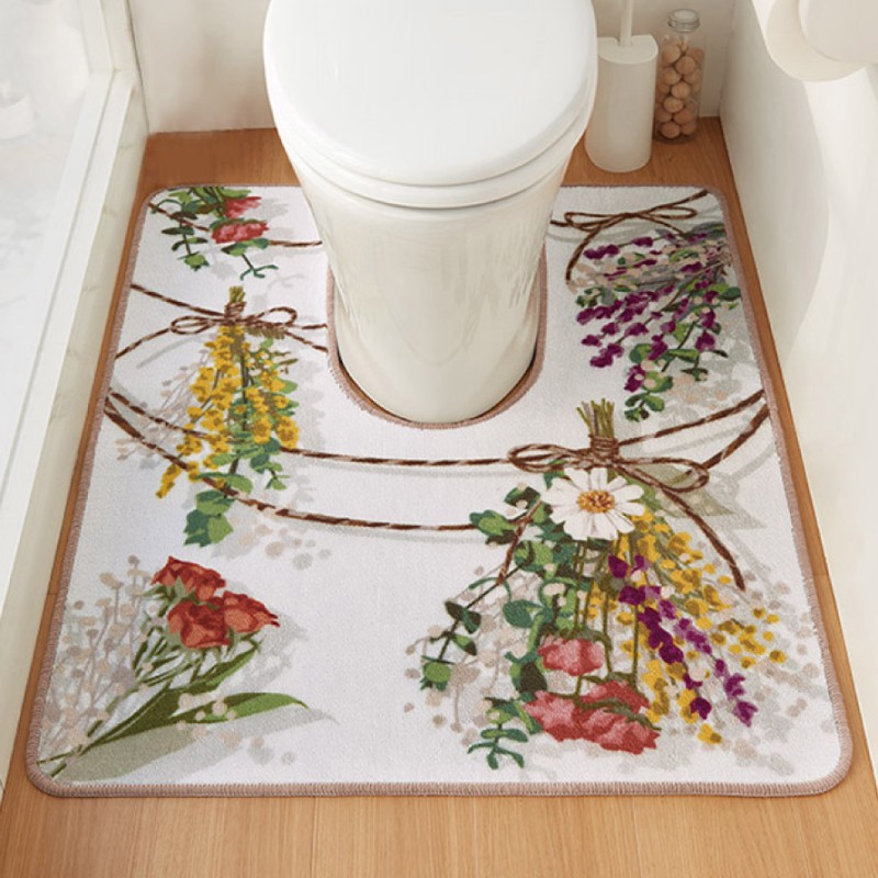 トイレマット 80×100cm ジャンボ 耳長 ロング ワイド 花柄 エレガント