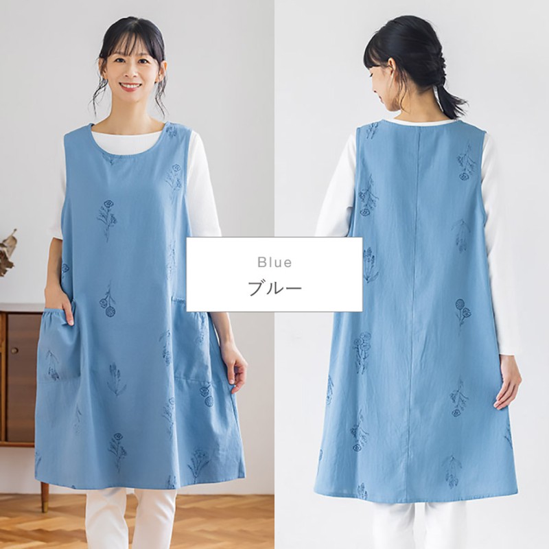 刺繍調プリントチュニックエプロン