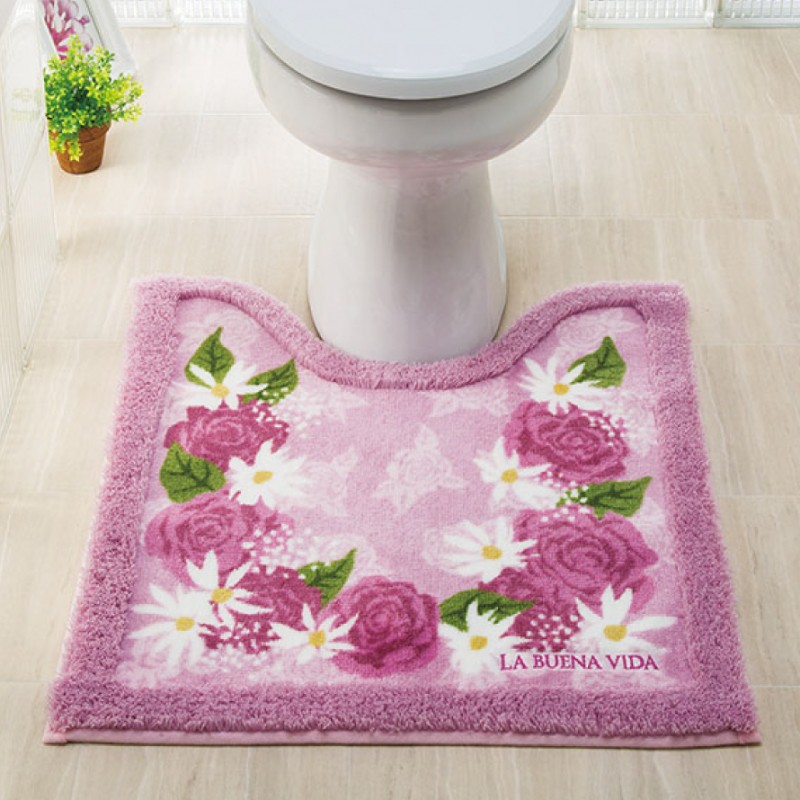 ローズトイレマット 大判 滑り止め 薔薇 ピンク色 花柄 可愛い おしゃれ 141461408_4.jpg