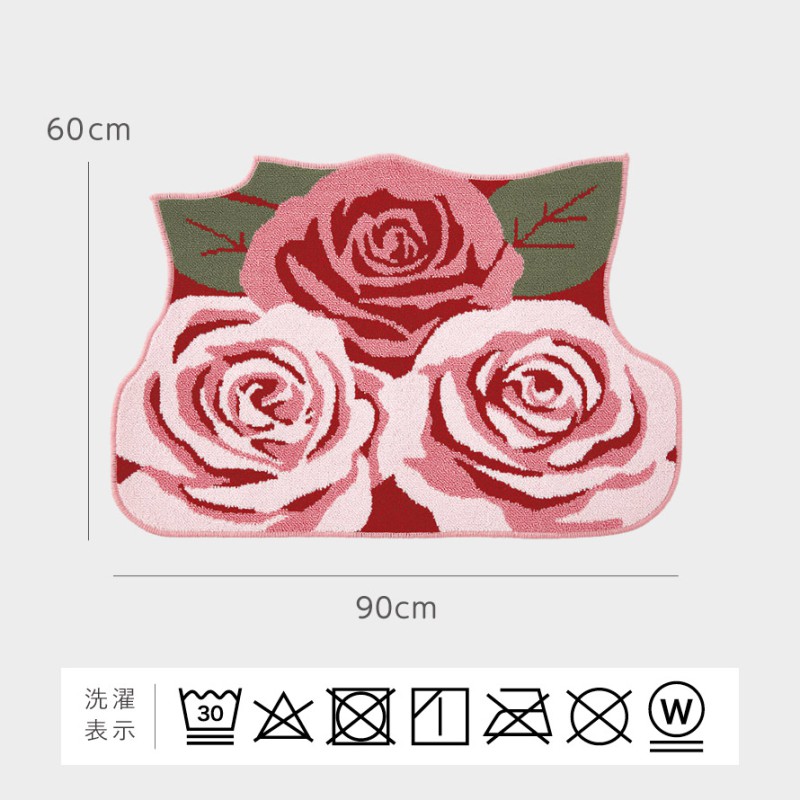 玄関マット 室内 屋内 大きめ 大判 花柄 バラ 薔薇 ローズ 高級感