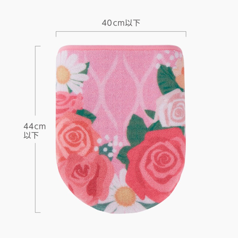 トイレマット フタカバー セット 60×60cm ピンク 花柄 エレガント