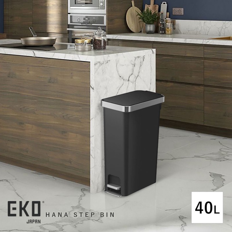 EKOステンレスペダル式ゴミ箱 EKO ステンレスペダル式ゴミ箱 角型ヨコ 30L 1個 幅366×奥行322×高さ