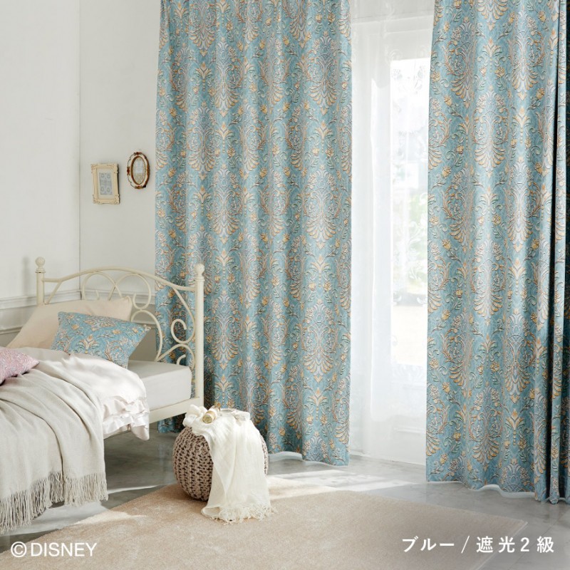 半額以下！綺麗なブルー爽やかカラー♡スミノエくまのプーさん カーテン2枚セット♡ スミノエ カーテン 100×200cm 美女と野獣 遮光 2級 ディズニー