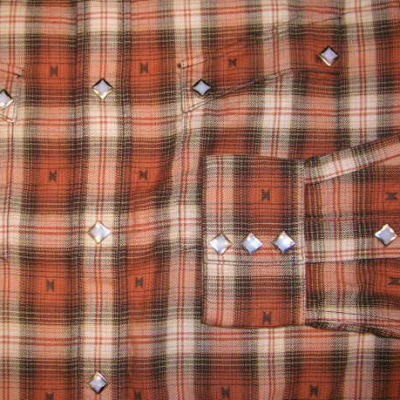 CW-68W-オレンジ-ネイティブチェックウエスタンシャツ68長袖-CW68W-FLATHEAD-フラットヘッドシャツ CW FLATHEAD