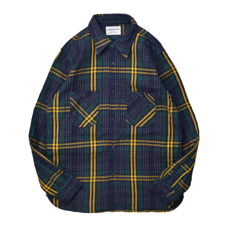 サムライジーンズ SIN22-01 ロープインディゴヘビィーネルワークシャツ