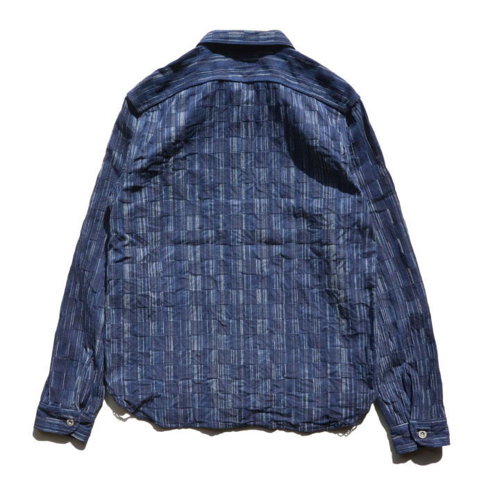 SSS21-IK-藍シマ-藍市松絣ワークシャツ21-IK-SSS21IK-SAMURAIJEANS-サムライジーンズシャツ-長袖シャツ IK 藍シマ 藍市松絣ワークシャツ21 SAMURAIJEANS