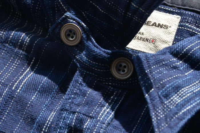 SSS21-IK-藍シマ-藍市松絣ワークシャツ21-IK-SSS21IK-SAMURAIJEANS-サムライジーンズシャツ-長袖シャツ IK 藍シマ 藍市松絣ワークシャツ21 SAMURAIJEANS