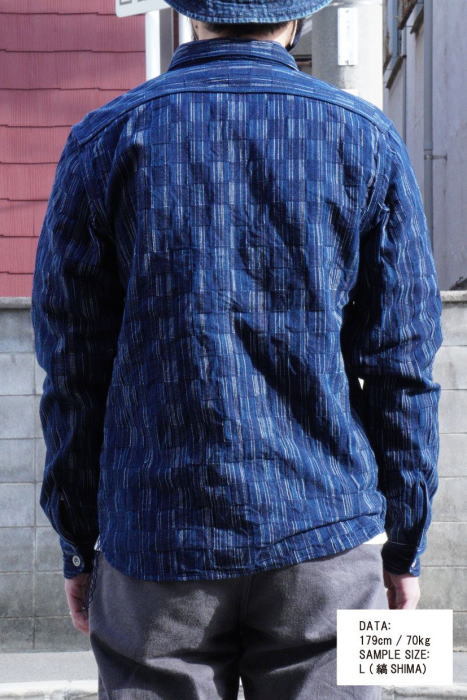 SSS21-IK-藍シマ-藍市松絣ワークシャツ21-IK-SSS21IK-SAMURAIJEANS-サムライジーンズシャツ-長袖シャツ IK 藍シマ 藍市松絣ワークシャツ21 SAMURAIJEANS