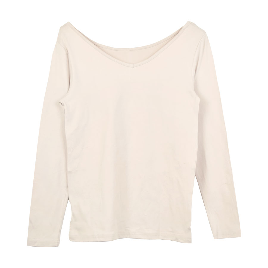 裏起毛 インナー 長袖 レディース 2WAY 丸首 Vネック トップス プラズマヒート PLASMA HEAT ピーチタッチ カットソー ヒート 防寒 保温 PRD |  | 08