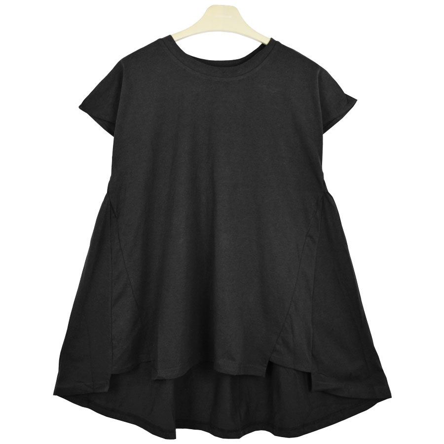 Tシャツ カットソー ペプラム Aライン フレア 半袖 レディース