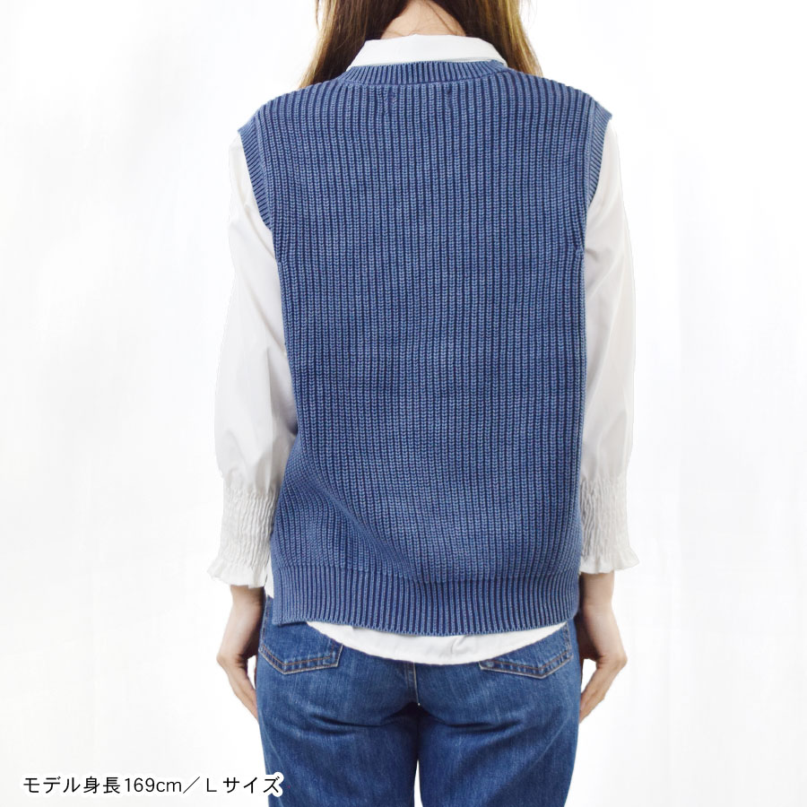 アパルトモン 22SS コットン ニット ベスト ノースリーブ ブラック F ニットベスト 畦編み 丸首 クルーネック レディース トップス