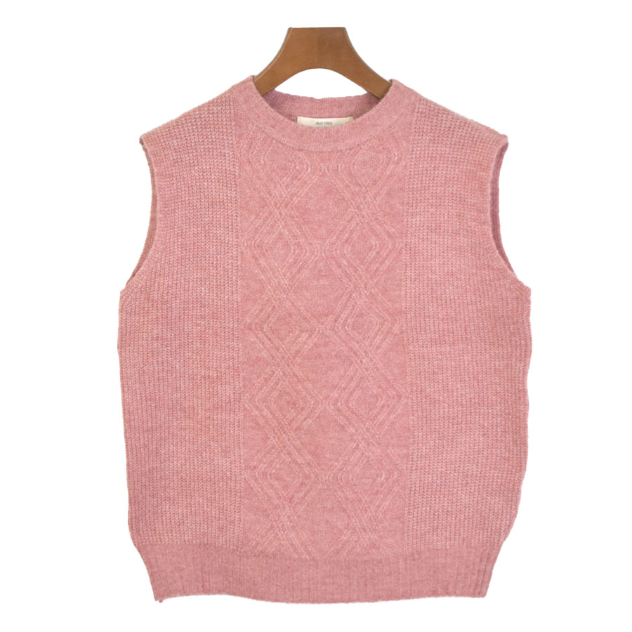 ラベンダー★新品★ｓｍ２★前後着＊人気定番ケーブル編みニットベスト Samansa Mos2（サマンサ モスモス）の「透かしケーブル編み前後2WAY