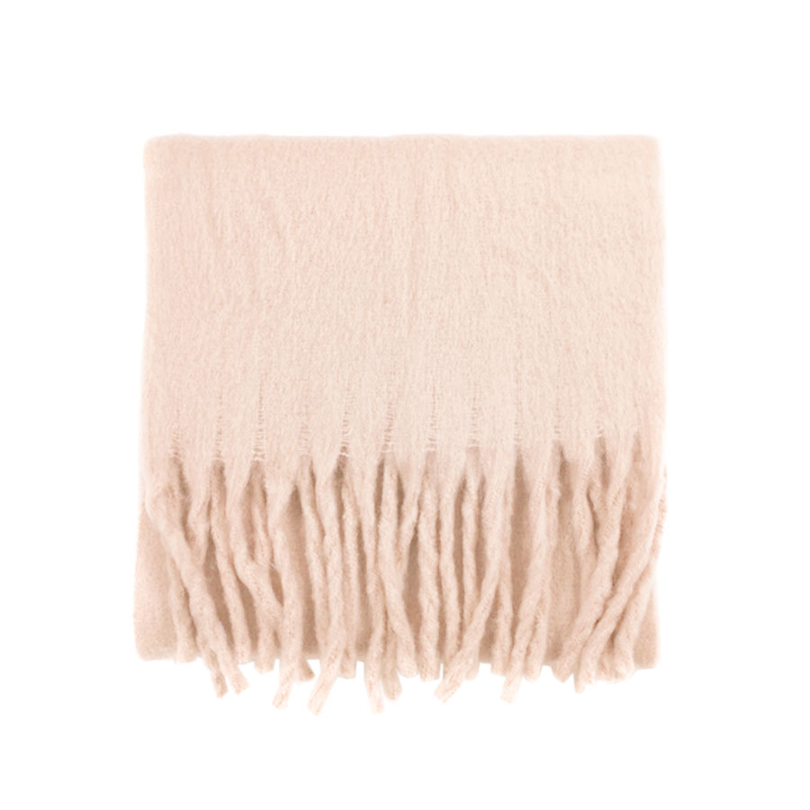 マフラー レディース 太フリンジ 厚手 大判 モヘアタッチ ストール