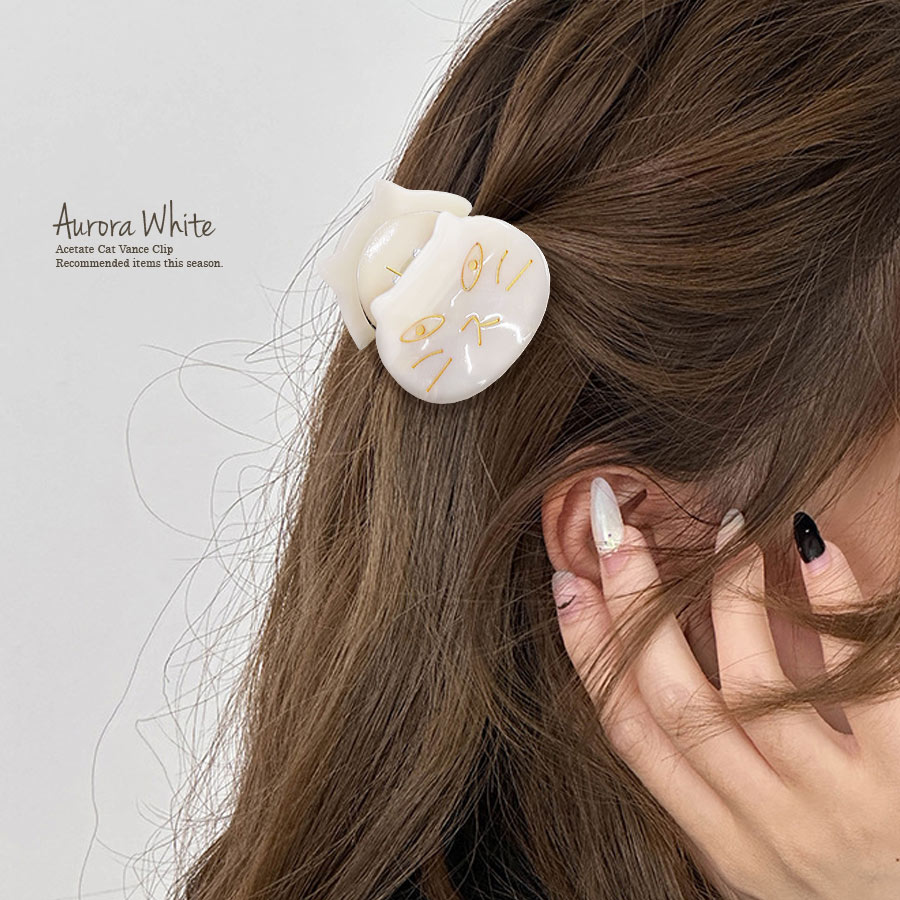 ヘアクリップ 猫 ネコ ねこ モチーフ バンスクリップ ヘアアクセサリー 