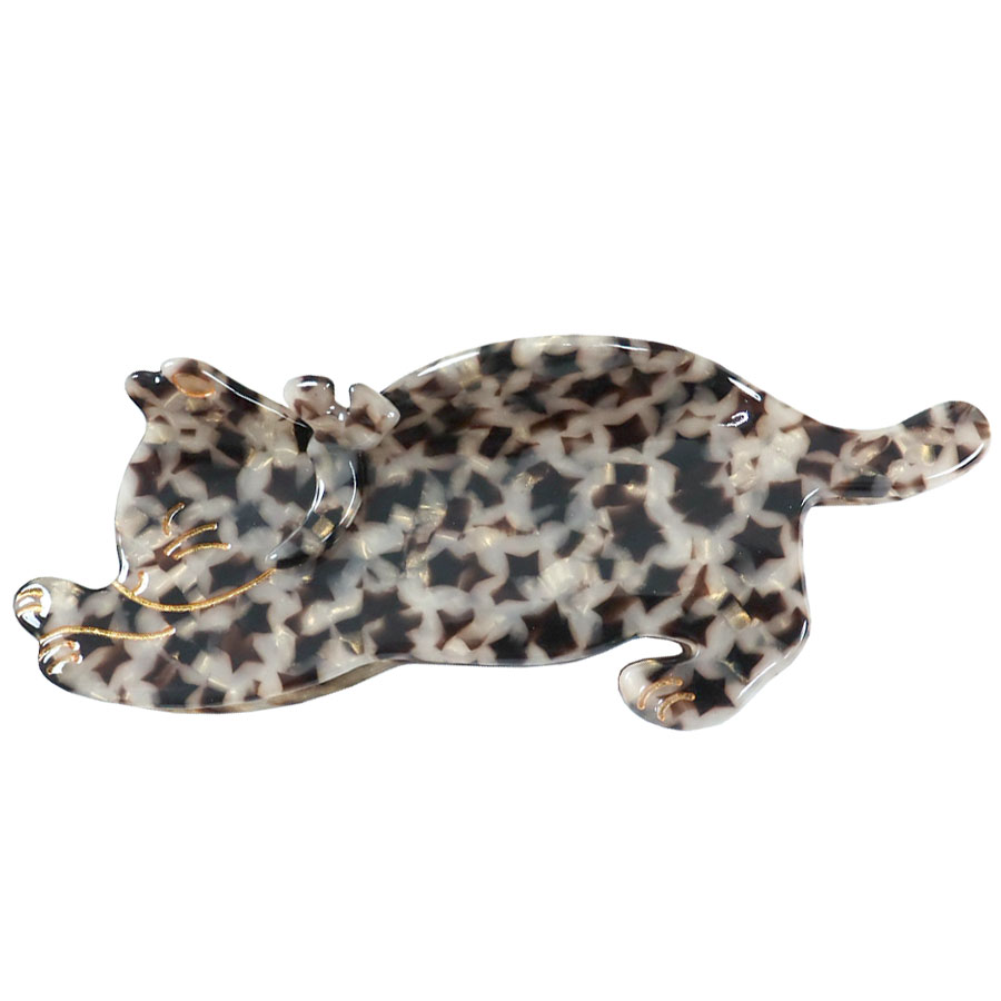 猫 ヘアクリップ バンスクリップ ネコ ねこ のび 伸び 姿 モチーフ