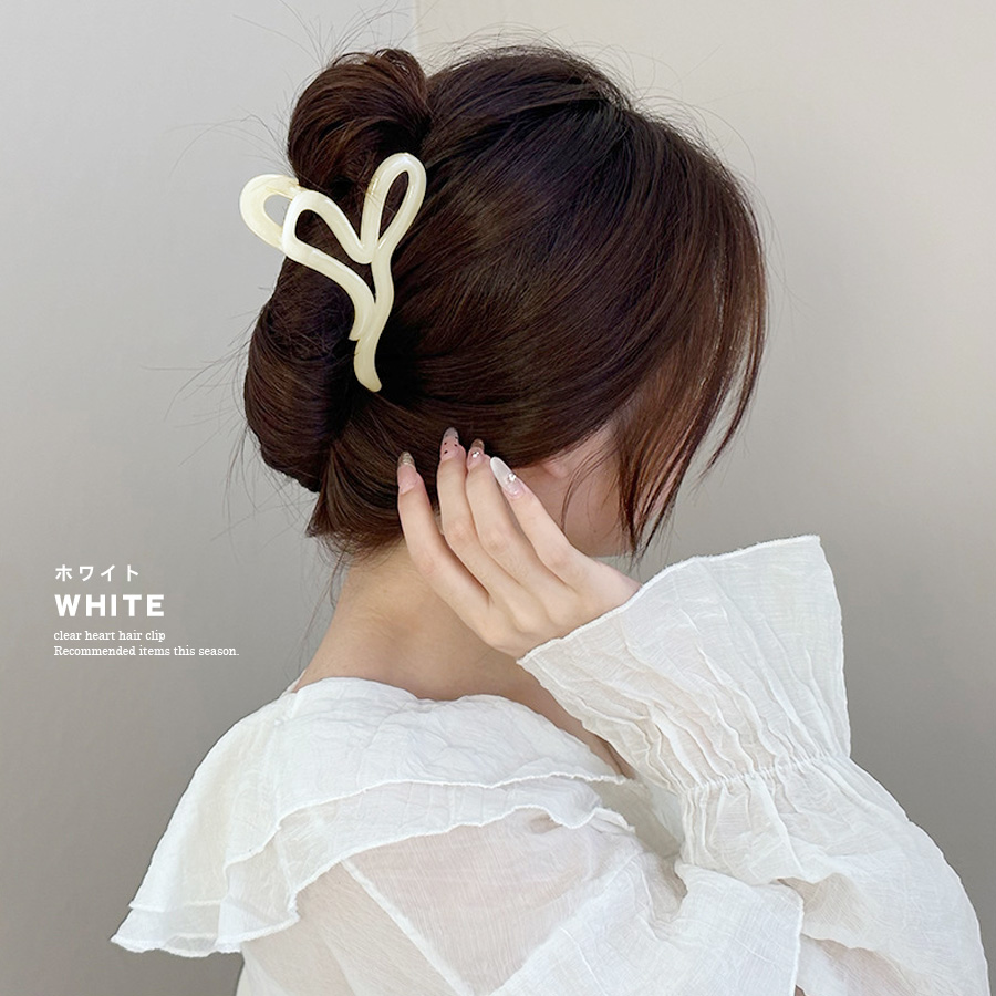 【大人気】パール付き 黒 バンスクリップ 大きめ ヘアアクセ ハート バンスクリップ 大人 大きめ おしゃれ しっかり 多毛 ヘア