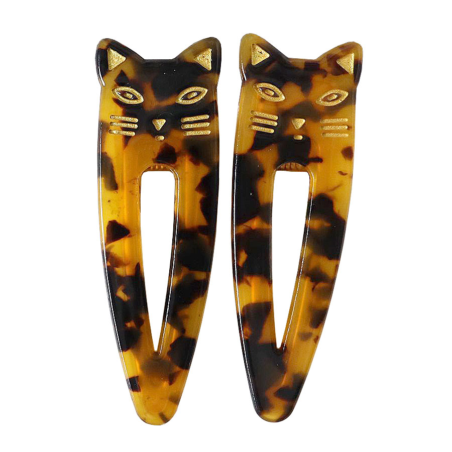 猫 ヘアクリップ くちばしクリップ 2個セット ネコ ねこ マーブル