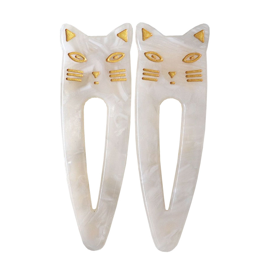 猫 ヘアクリップ くちばしクリップ 2個セット ネコ ねこ マーブル