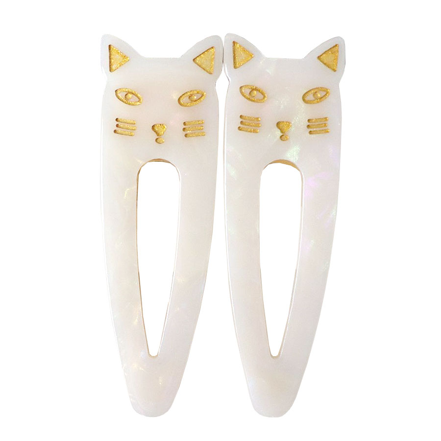 猫 ヘアクリップ くちばしクリップ 2個セット ネコ ねこ マーブル