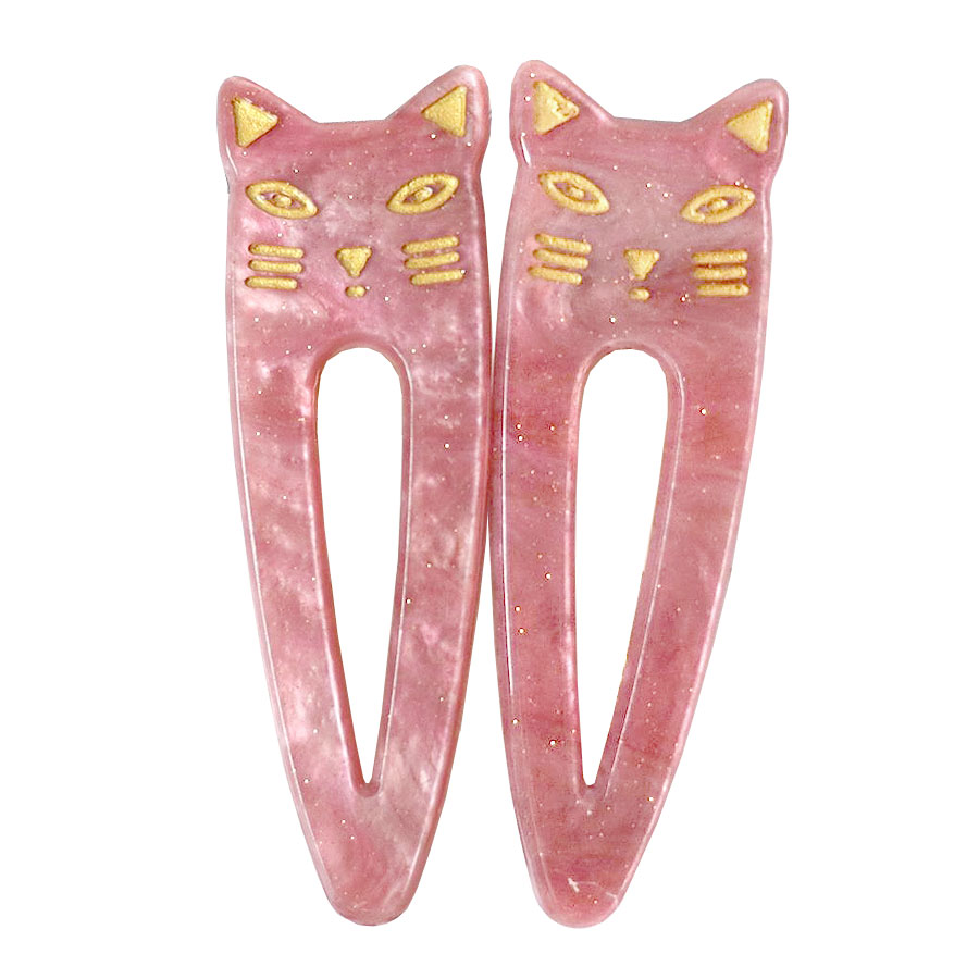 猫 ヘアクリップ くちばしクリップ 2個セット ネコ ねこ マーブル
