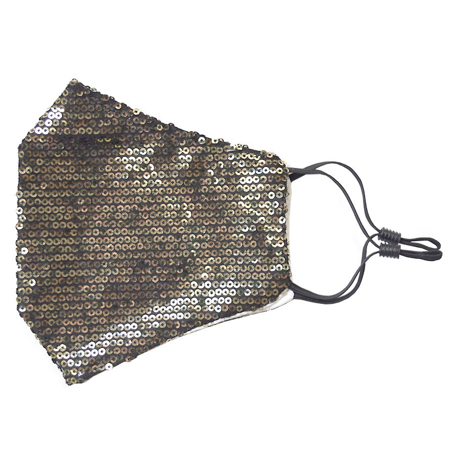 マスク 洗える スパンコール ファッションマスク 黒 キラキラ ラメ