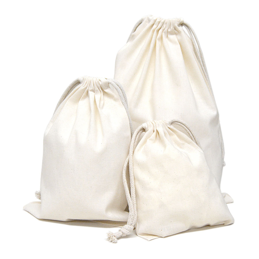 巾着袋 3枚セット 綿 コットン ナチュラル シンプル 無地 手作り 収納袋 トラベルポーチ 小物入...
