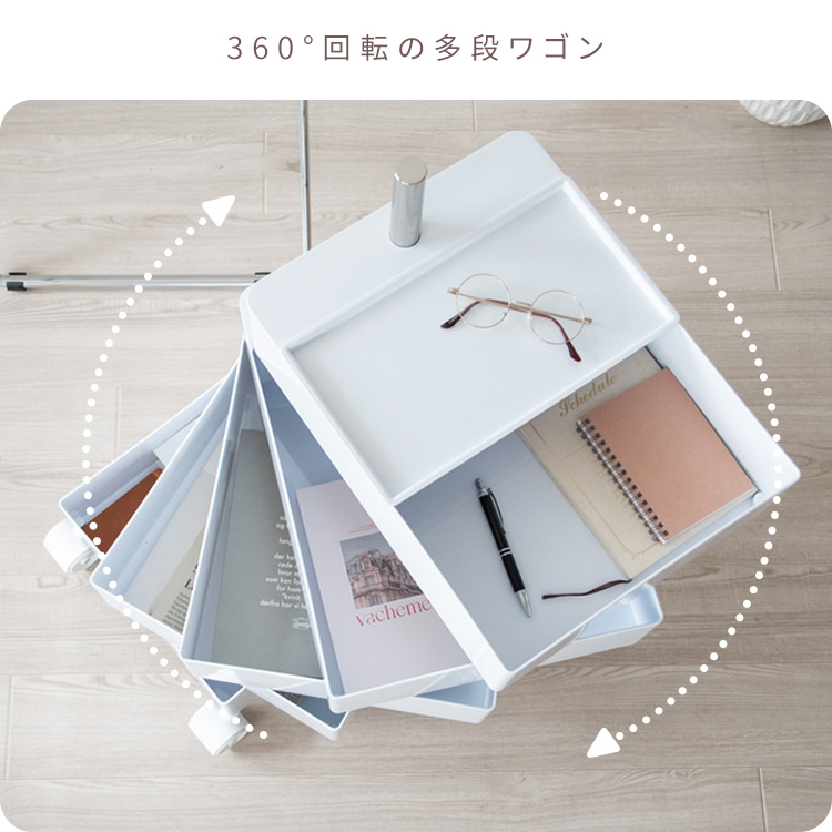 ワゴン デスクワゴン キャスター付き おしゃれ 完成品 多段チェスト マルチワゴン 収納家具 リビング キッチン 寝室 玄関 オフィス 白