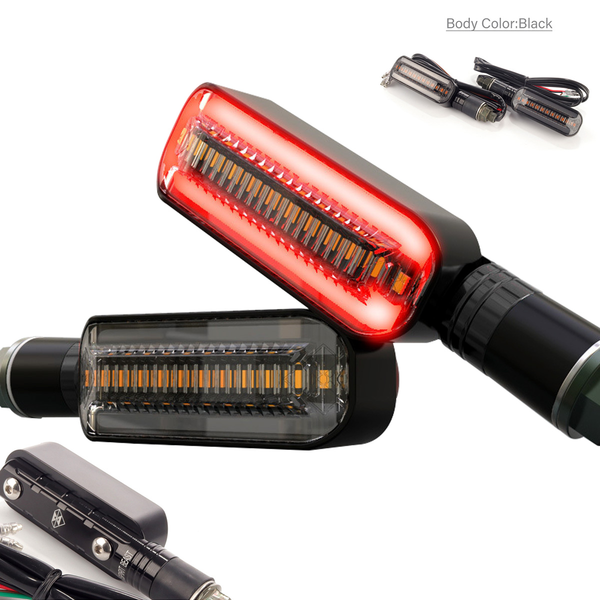 汎用 LED シーケンシャル ウインカー デイライト マーカーランプ付