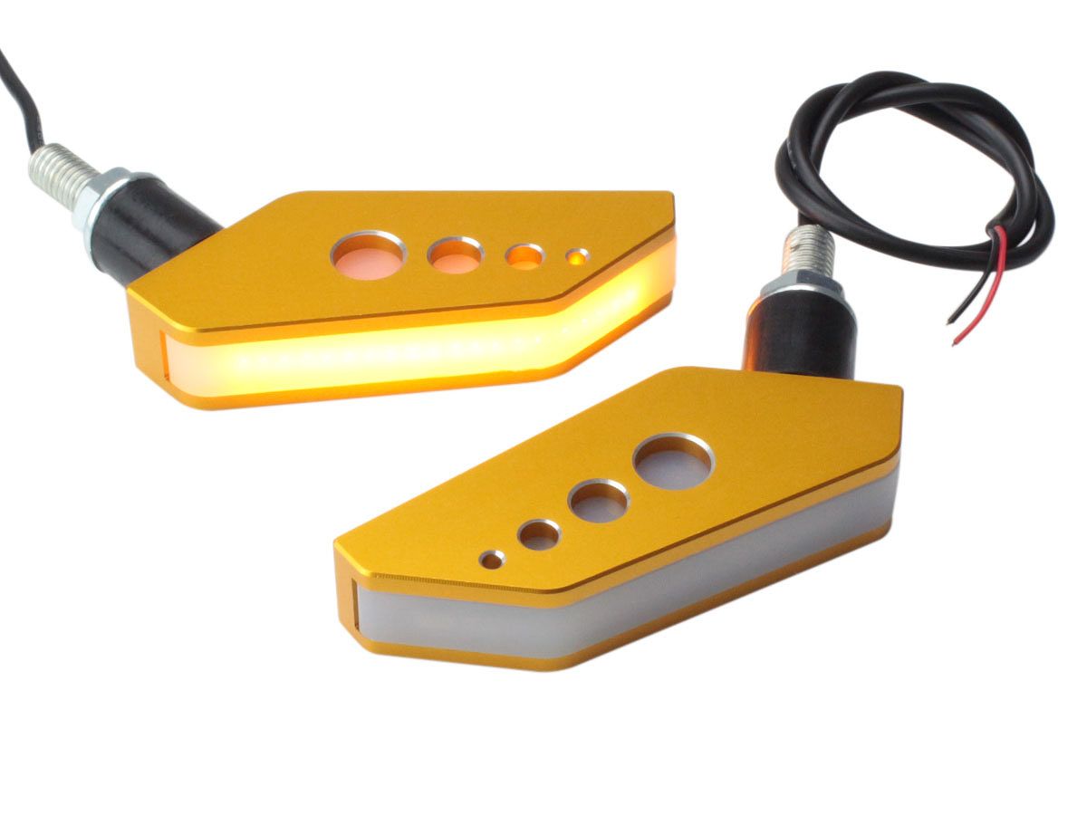 CNCアルミ削り出し LEDウインカー SMD20基搭載 バーエンド アンバー