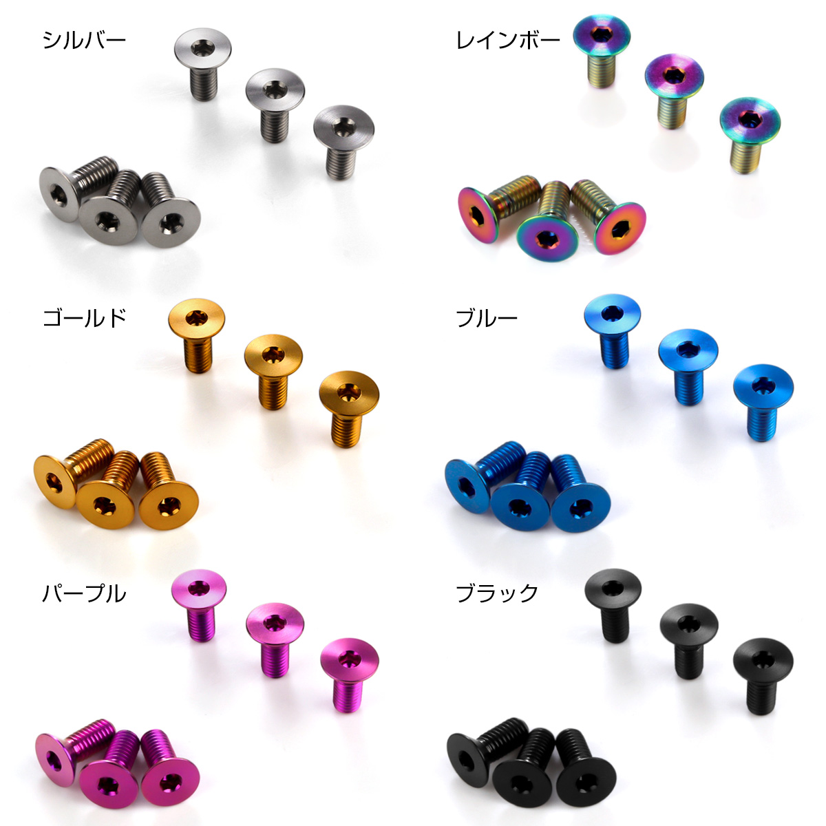 チタン ステアリングボルト M5 P0.8 6本セット 六角穴 ハンドルボルト