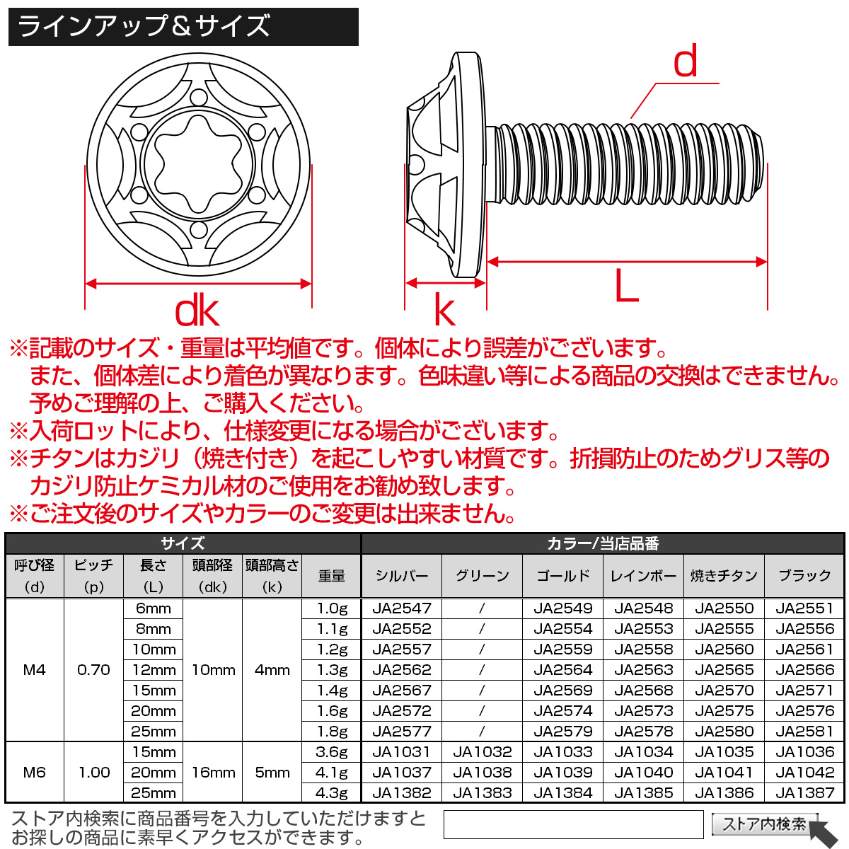 チタンボルト M4×20mm P0.7 ボタンボルト フランジ付き トルクス穴