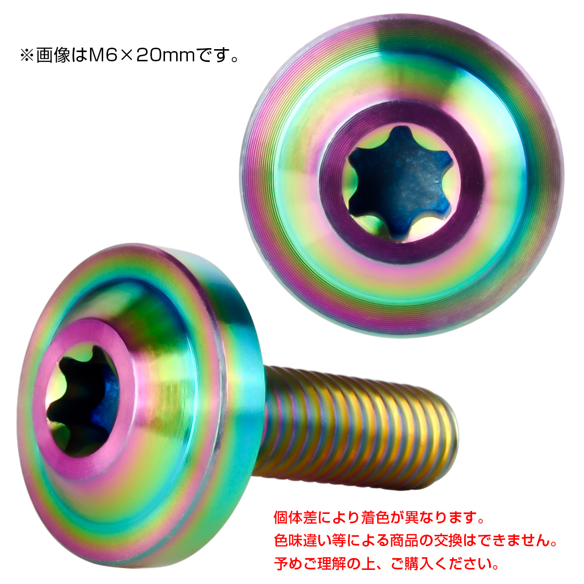 テールスライダーのチタントルクス、ボタン、皿ビスレインボー使用