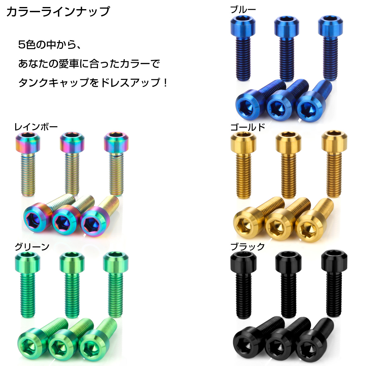 カワサキ（Kawasaki） チタンボルト 6本セット カワサキ6穴 ガソリン
