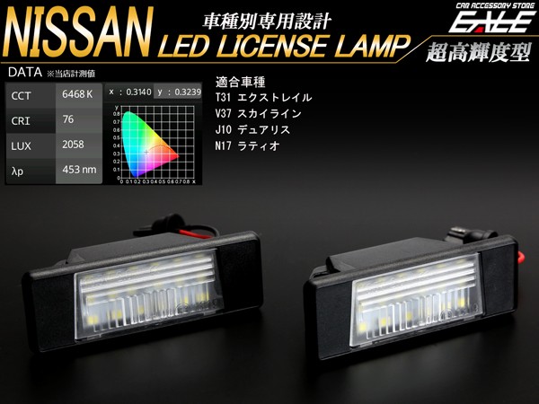 ニッサン LED ライセンスランプ ナンバー灯 T31 エクストレイル / V37 スカイライン / J10 デュアリス / N17 ラティオ  車種別専用設計 R-139 :R-139:オートパーツ専門店 EALE store - 通販 - Yahoo!ショッピング