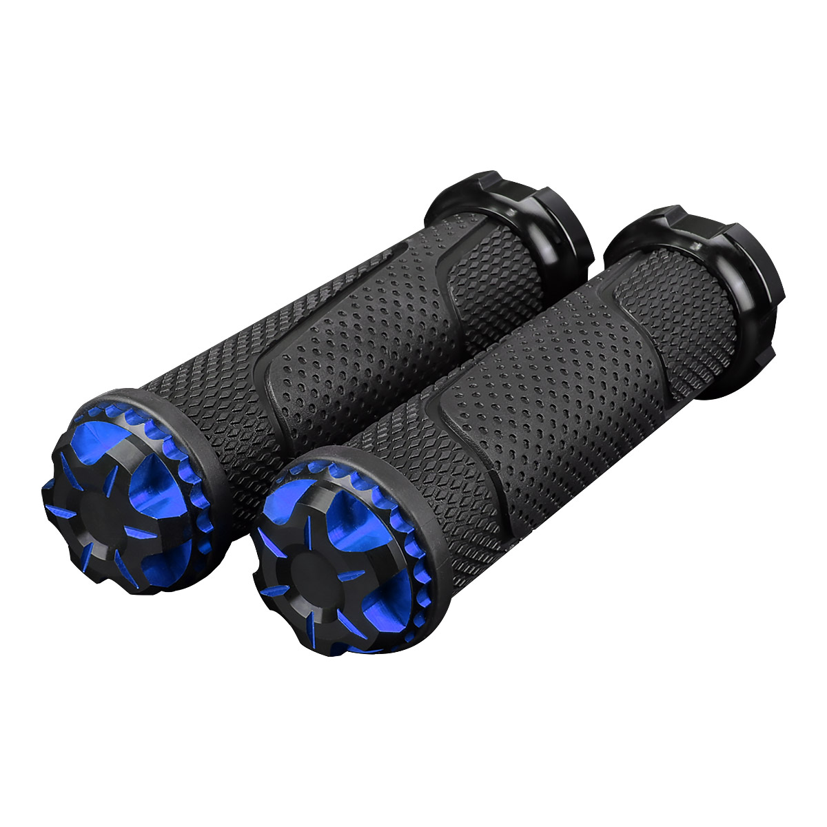 バイク グリップ 22.2mm 汎用 ハンドルグリップ アルミ バーエンド付