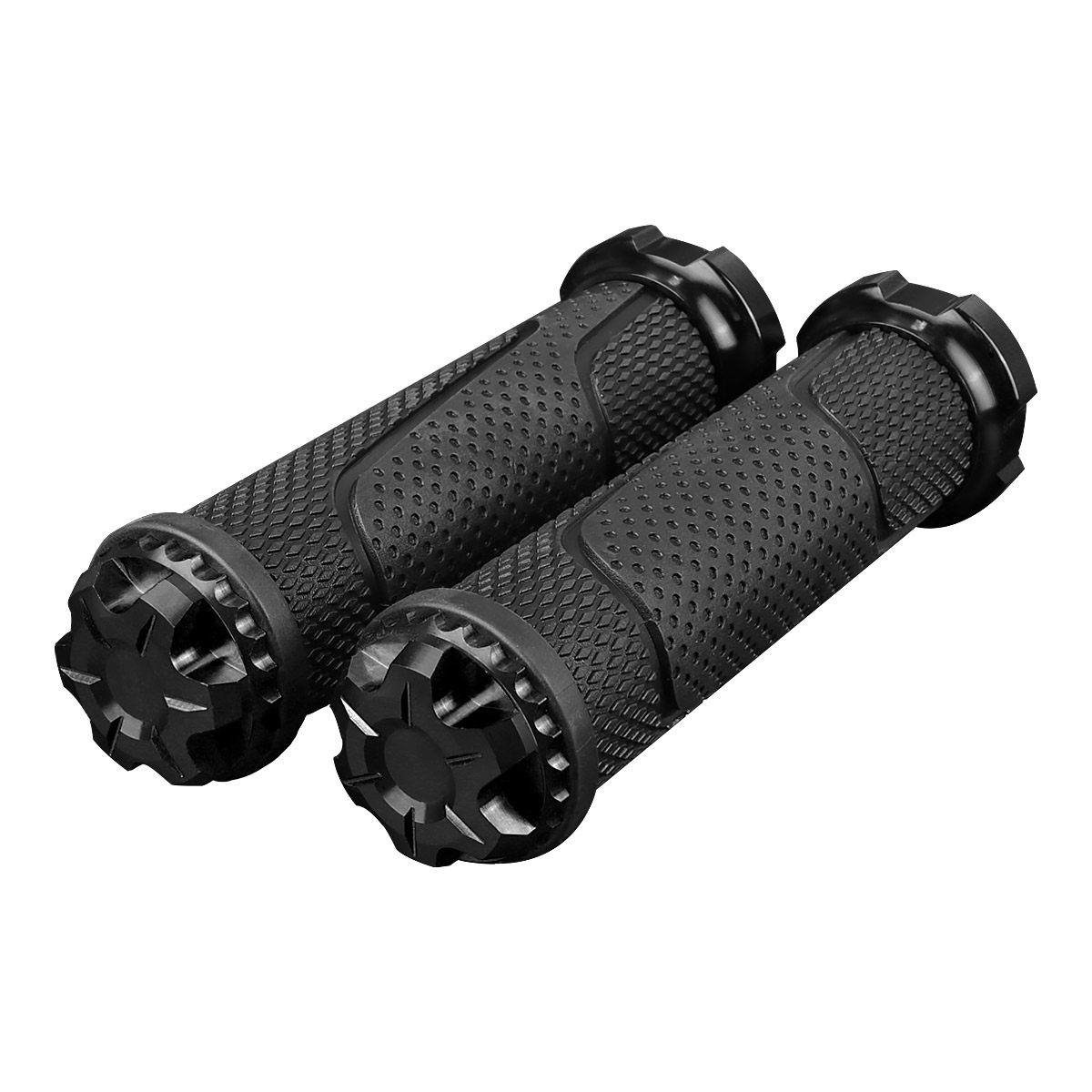 バイク グリップ 22.2mm 汎用 ハンドルグリップ アルミ バーエンド付