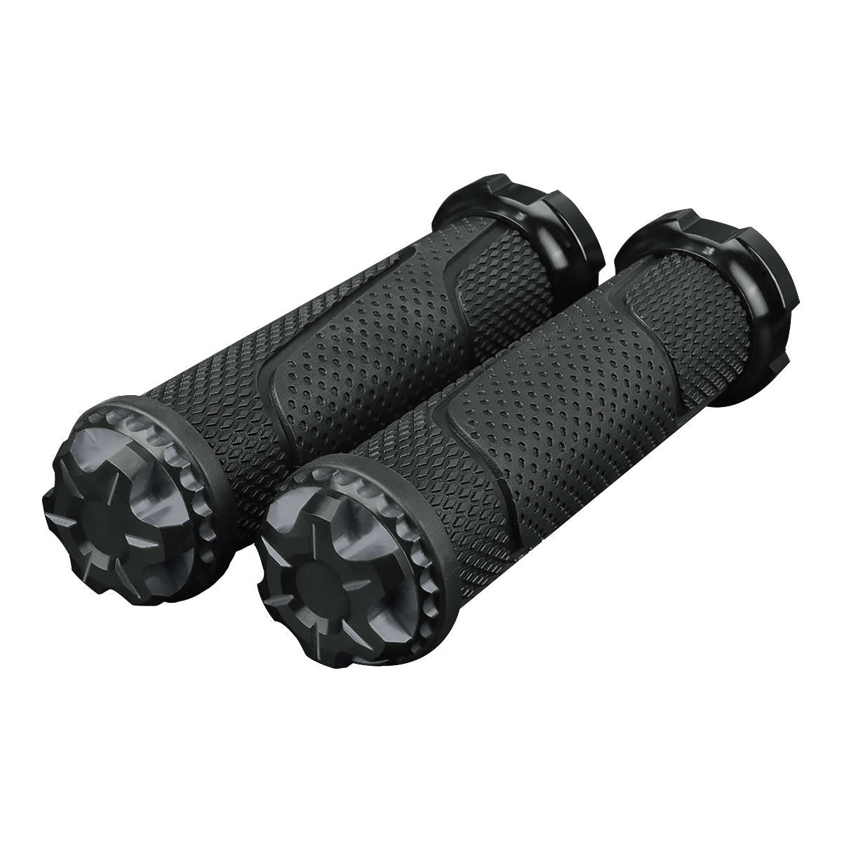 パーツ販売SPYWORKS 航空アルミ/オフセットグリップ バイク グリップ 22.2mm 汎用 ハンドルグリップ アルミ バーエンド付