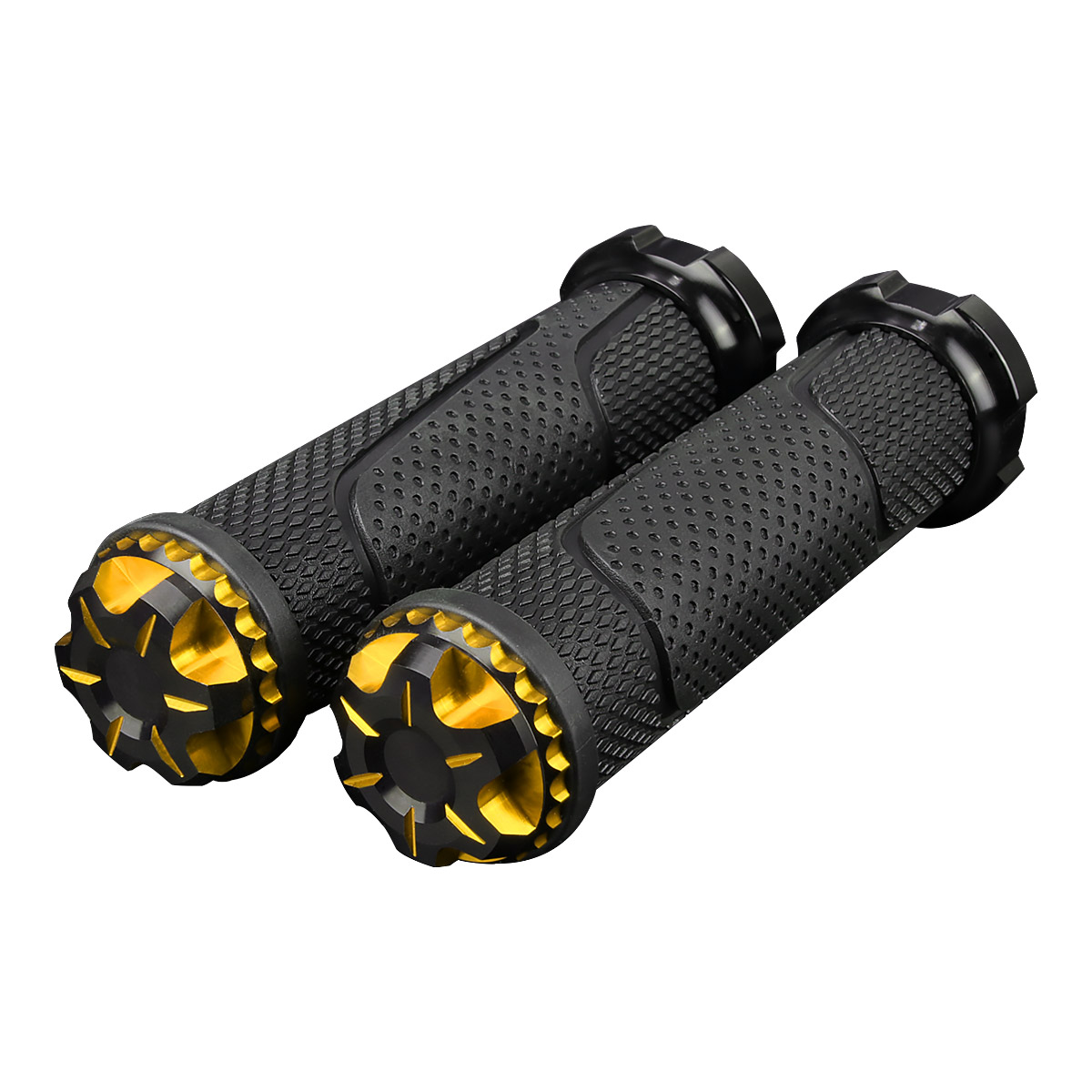 バイク グリップ 22.2mm 汎用 ハンドルグリップ アルミ バーエンド付