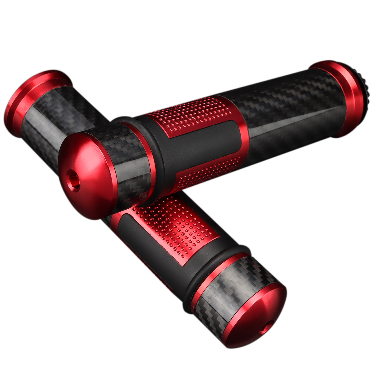 バイク グリップ カーボン アルミ バーエンド付き ハンドル 22.2mm用