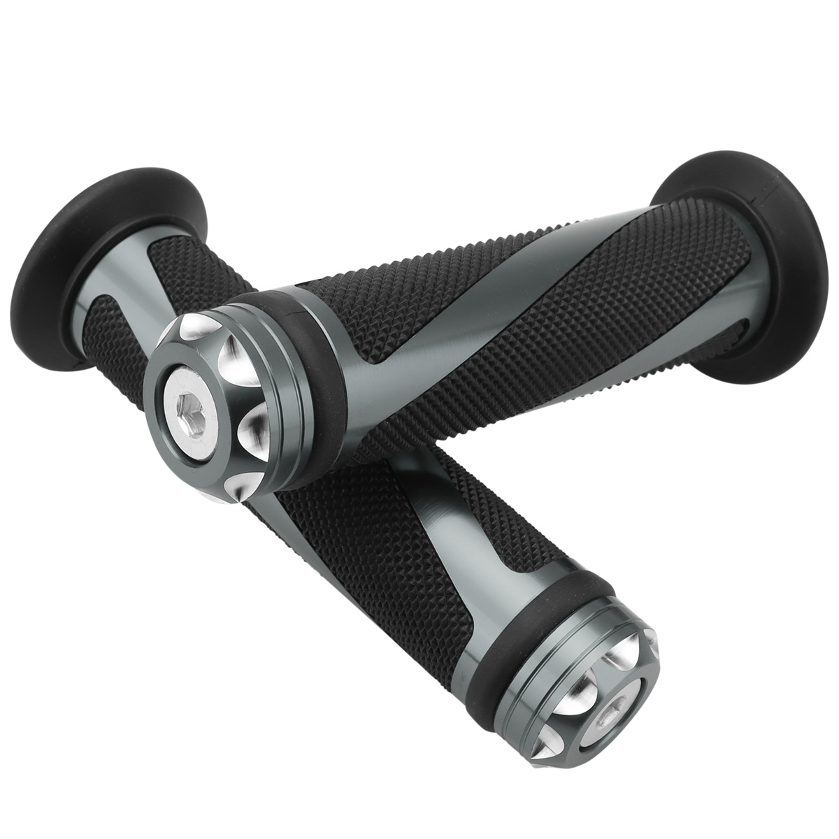 バイク グリップ ハンドル アルミ ラバー バーエンド付き 22.2mm用