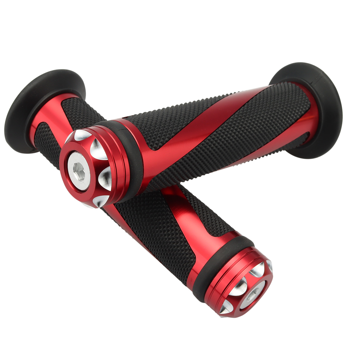 バイク グリップ ハンドル アルミ ラバー バーエンド付き 22.2mm用